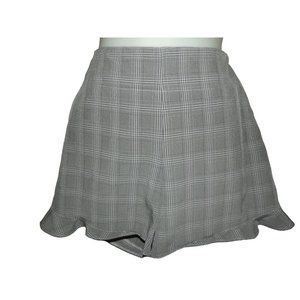 Ava Glen Plaid Dress Shorts XS x 3.5" gray leg ruffle x-small side zip (10"rise)